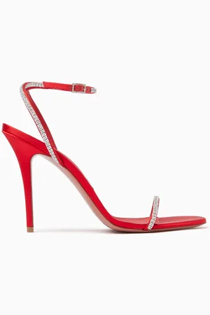 Amina Muaddi Diamanté 105 Sandals in Satin