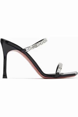 Amina Muaddi Diana 95 Embellished Sandals in Patent Leather