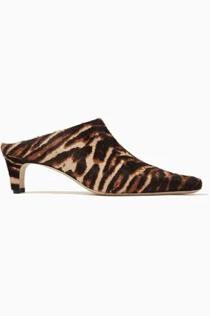 Staud Wally 55 Mules in Leopard Haircalf