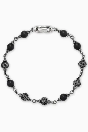 David Yurman Onyx & Diamonds Rosary Bracelet in Sterling Silver