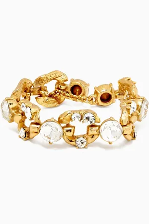 Oscar de la Renta Scramble Crystal Chain Bracelet in -tone Brass
