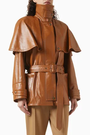 Chloé Short Cape Trench Coat in Lambskin Leather