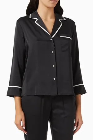 ASCENO Sydney Cropped Pyjama Top in Silk