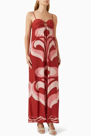 Adriana Degreas Vintage Lily Printed Maxi Dress in Silk