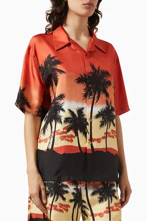 Palm Angels Degradé Palms Bowling Shirt in Cotton