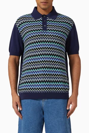 Missoni Raschel Chevron Polo Shirt in Cotton Knit