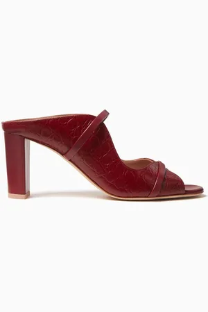 MALONE SOULIERS Norah 70 Mule Sandals in Croc-embossed Leather