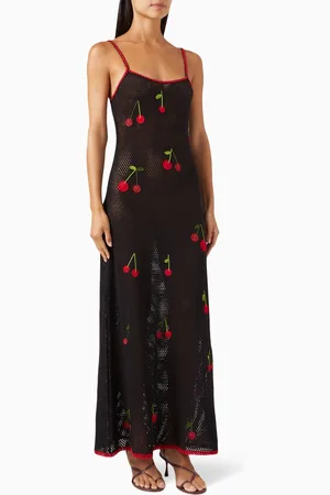 Leslie Amon Treasure Cherry Maxi Dress in Cotton-knit