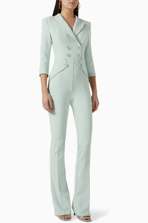 Elisabetta Franchi Double Layer Double-breasted Jumpsuit in Crepe