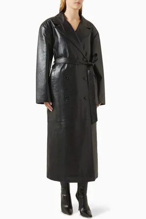 The Frankie Shop Tina Trench Coat in Vegan Leather