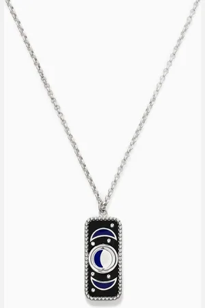 L´Atelier Flipping Moon Onyx Pendant Necklace in Sterling