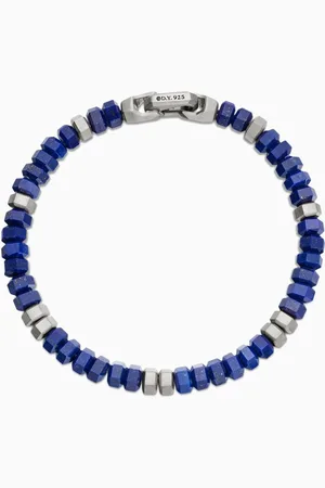 David Yurman Spiritual Hex Lapis Beaded Bracelet in Sterling Silver