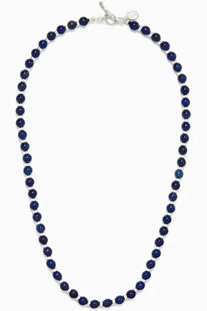 Dower and Hall Halo Lapis Lazuli Necklace in Sterling Silver