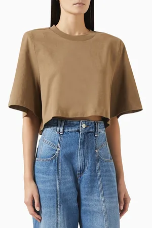 Isabel Marant Zaely Padded-shoulder T-shirt in Cotton
