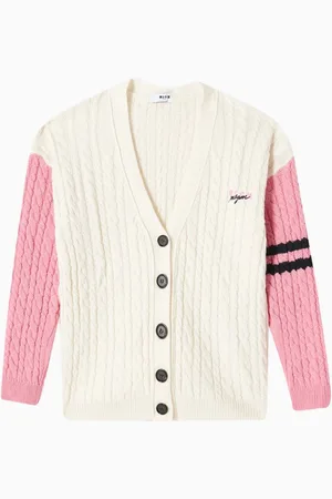 Msgm Logo Embroidered Cardigan in Wool-blend