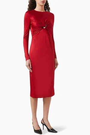 VERSACE Gathered Safety-Pin Midi Dress