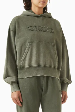 Gucci Embroidered-logo Hoodie in Cotton-jersey