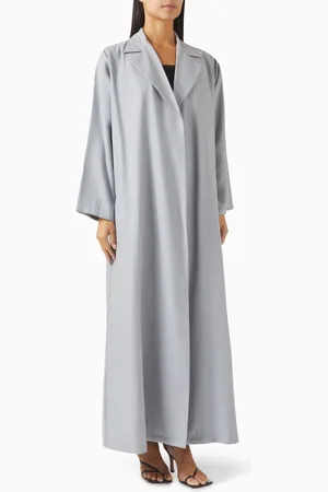 Hessa Falasi Notched Collar Abaya in Cotton