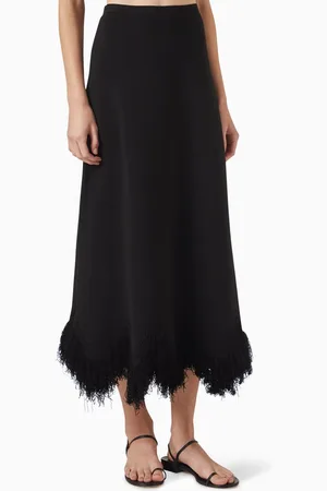 ULLA JOHNSON Paulina Fringe Midi Skirt in Compact Knit