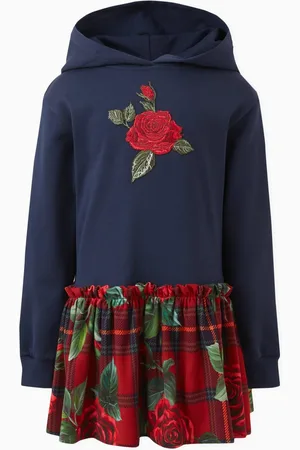 Dolce & Gabbana Rose Print Hooded Dress in Cotton