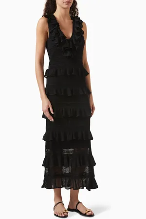 ZIMMERMANN Crush Frilled V-neck Midi Dress in Viscose