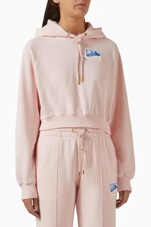 Casablanca Greek Temple Patch Crop Hoodie in Cotton