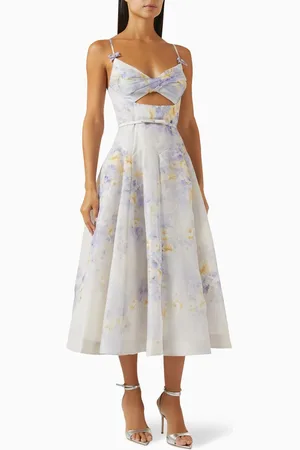 ZIMMERMANN Crush Twist-front Midi Dress in Linen Blend
