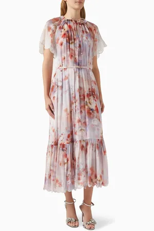 ZIMMERMANN Crush Flutter Midi Dress in Viscose
