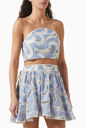 Azulu Emi Embroidered Crop Top