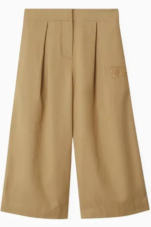 Burberry Pleated Wide-leg Pants in Cotton Twill