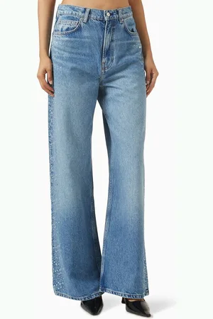 Reformation Cary Slouchy Wide-leg Jeans in Crystal-embellished Denim