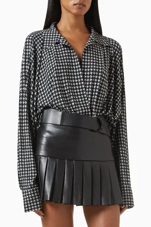 Norma Kamali Super Oversized Boyfriend Shirt Bodysuit in Stretch Lycra
