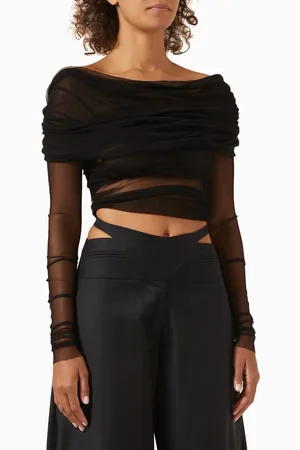 CHRISTOPHER ESBER Veiled Off-shoulder Top in Mesh