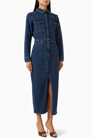 GOOD AMERICAN Fit For Success Midi Dress in Denim