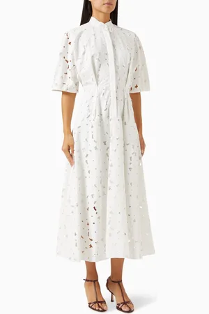 Erdem Short-sleeve Midi Shirt Dress in Cotton Blend