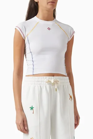 Casablanca Logo Raglan-sleeve Crop Top in Jersey