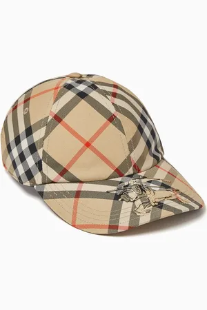 Burberry Equestrian Knight Check Cap in Cotton