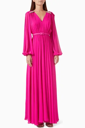 Nihan Peker V-neck Crystal-embellished Gown in Chiffon