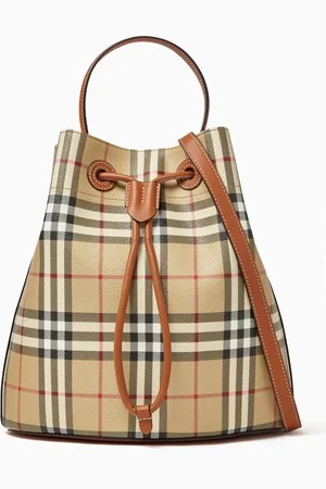 Burberry Small Check Bucket Bag in Coated-canvas