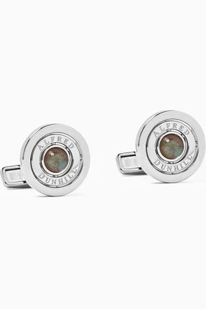 Dunhill Labradorite Gyro Cufflinks in Rhodium-plated Sterling
