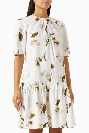 Erdem Short-sleeve Mini Dress in Cotton Poplin
