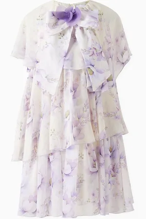 Eirene Floral-print Layered Dress in Chiffon