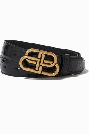 Balenciaga BB Thin Belt in Crocodile Embossed Calfskin