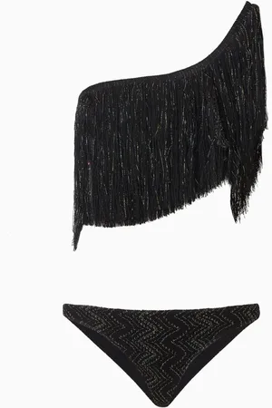 Missoni One-shoulder Fringe Bikini Set in Lamé Viscose