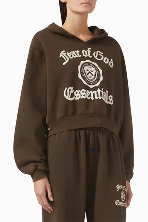 FEAR OF GOD V-neck Crop Hoodie in Cotton-fleece