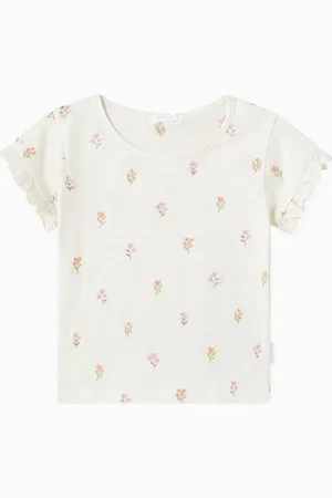 Purebaby Floral Ruffled T-shirt in Cotton