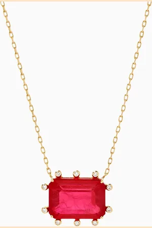 Dima Emerald-cut Ruby & Diamond Necklace in 18kt