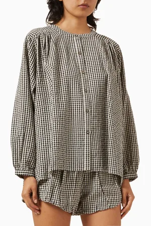 POSSE Mira Oversized Gingham Shirt in Cotton