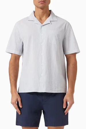 ONIA Vacation Shirt in Seersucker Cotton-poplin