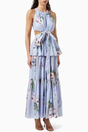 ZIMMERMANN Everley Draped Bow Midi Dress in Cotton
